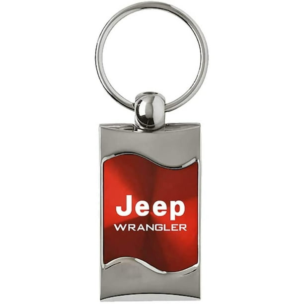 Jeep Wrangler Red Spun Brushed Metal Key Chain 